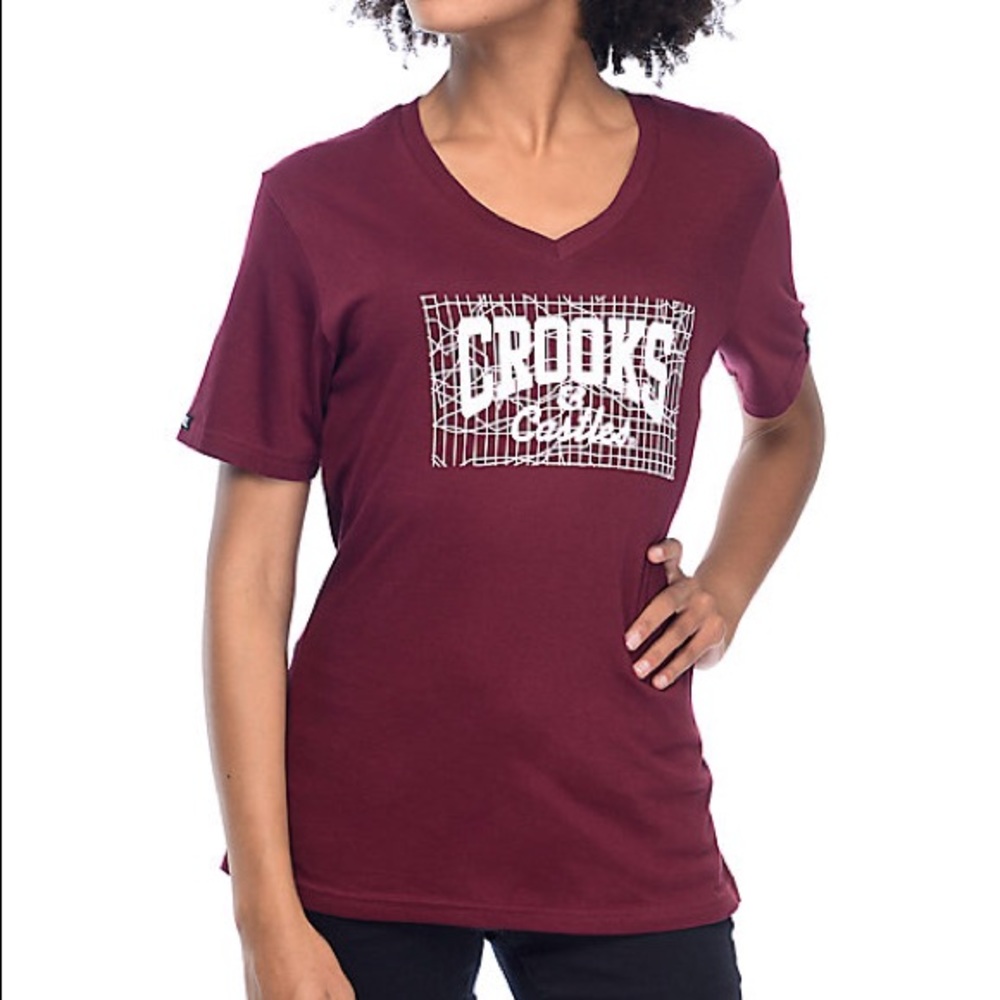 Crooks and Castles V Neck T-shirt size Large